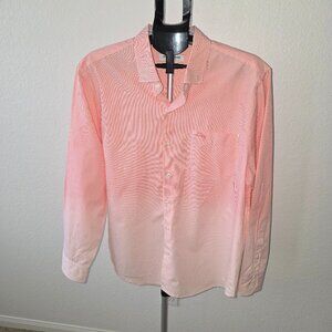TOMMY BAHAMA MENS SIZE L 100% PIMA COTTON ORANGE STRIPE OMBRE LONG SLEEVE SHIRT